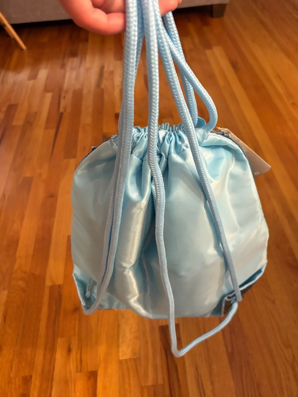 Disney Frozen Princess Light Blue Silver Reversible Sequin Drawstring Bag